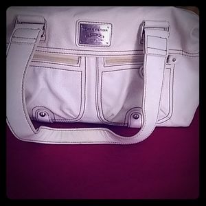 White ruffle shoulder bag gently used condition